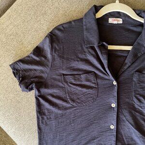 GOLDIE Cropped Button Up Navy Size S